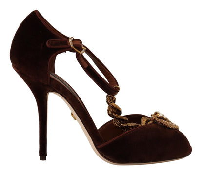 Elegante High Heels aus Samt mit Golddetails