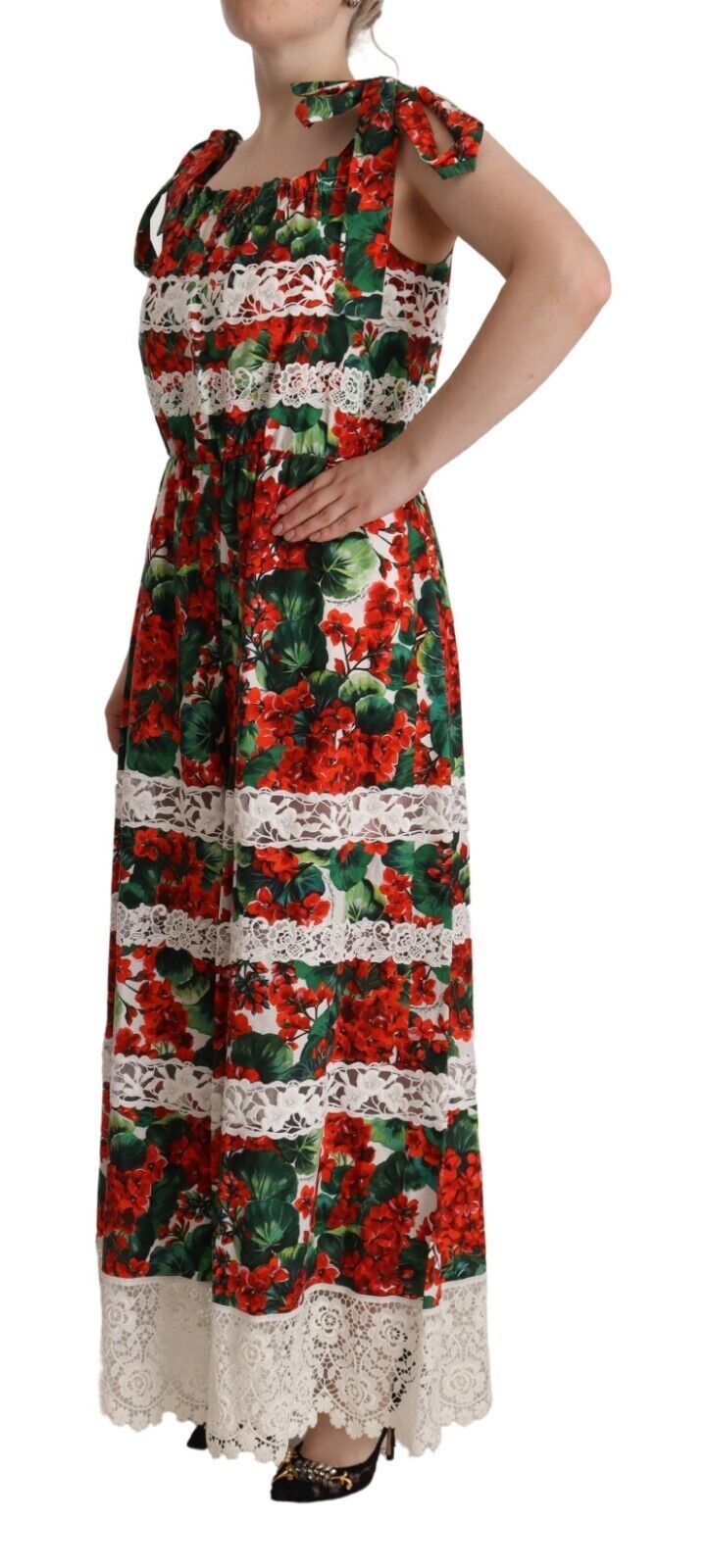 Mehrfarbiges Maxikleid mit Blumenmuster