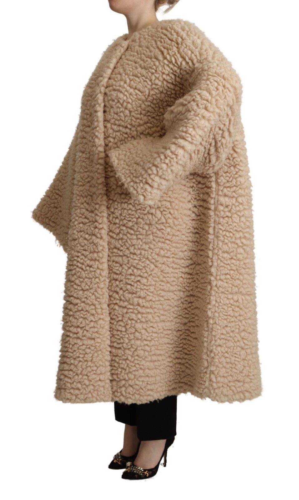 Elegante beige Kaschmir-Manteljacke