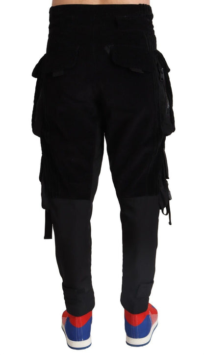 Elegante schwarze Cargo Cordhose