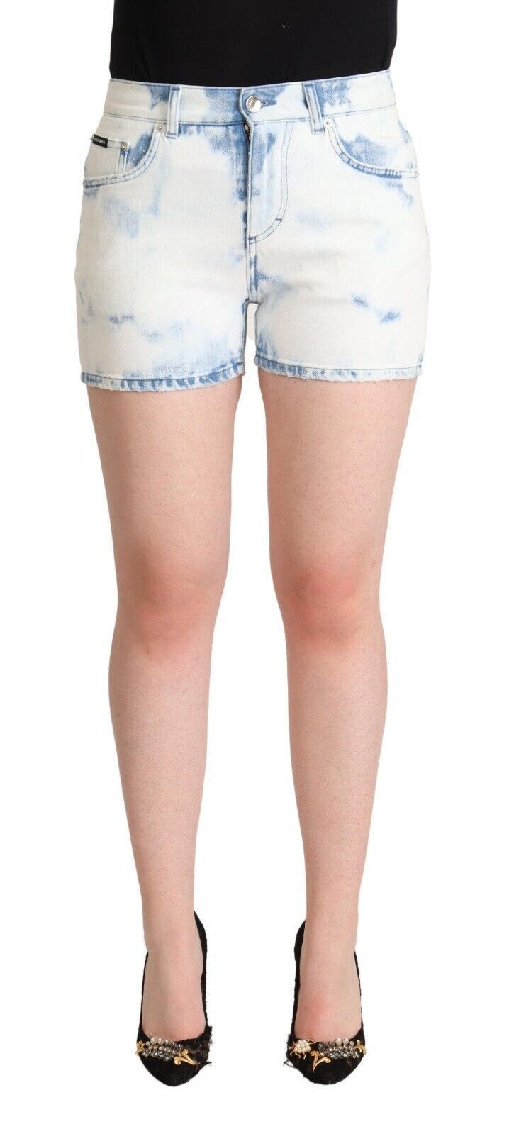 Schicke weiße Denim-Shorts mit mittlerer Taille