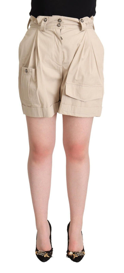 Beige Cargo-Shorts mit hoher Taille