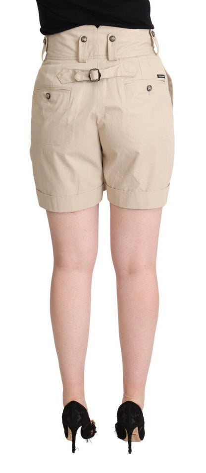 Beige Cargo-Shorts mit hoher Taille