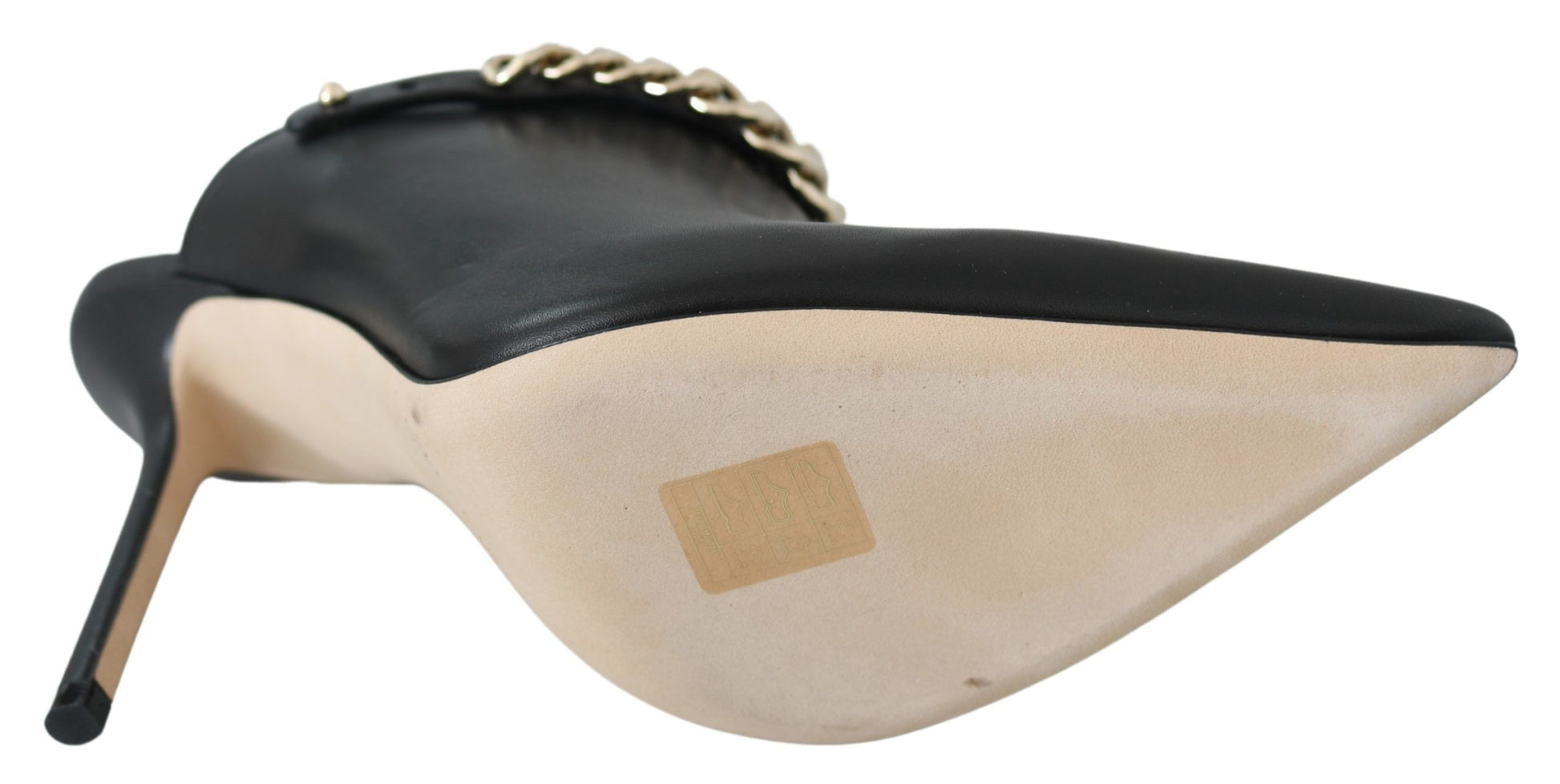 Elegante schwarz-goldene Lederpumps