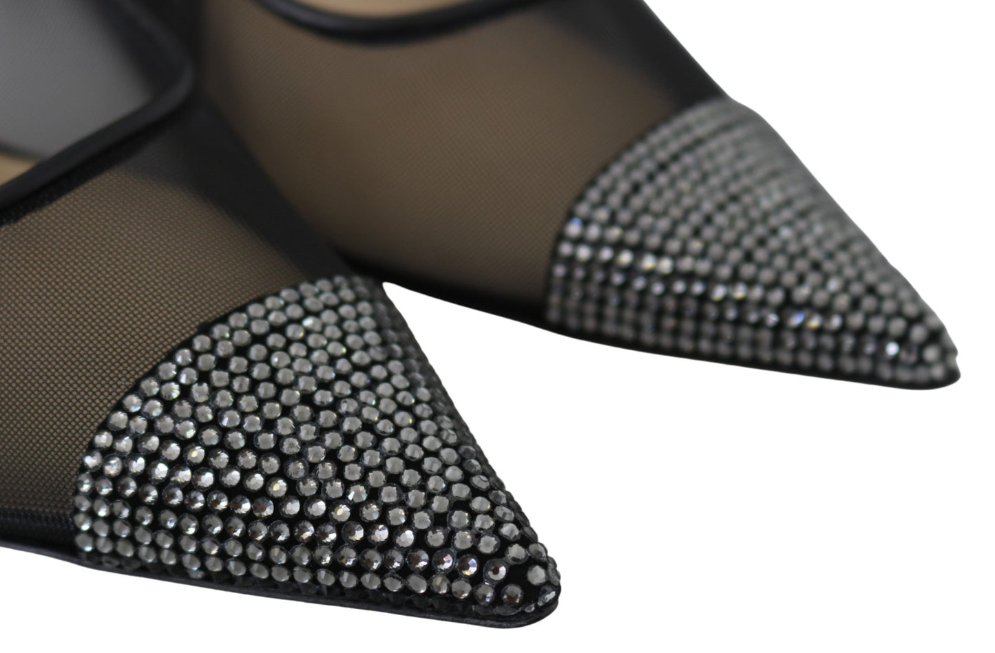 Elegante schwarze Mesh-Pumps mit Kristallen