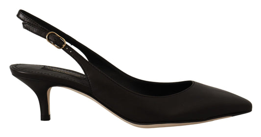 Elegante schwarze Slingbacks aus Leder