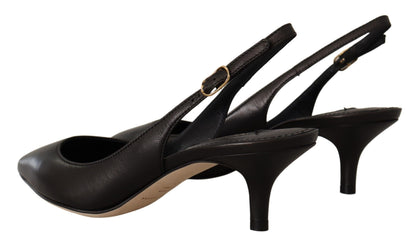 Elegante schwarze Slingbacks aus Leder