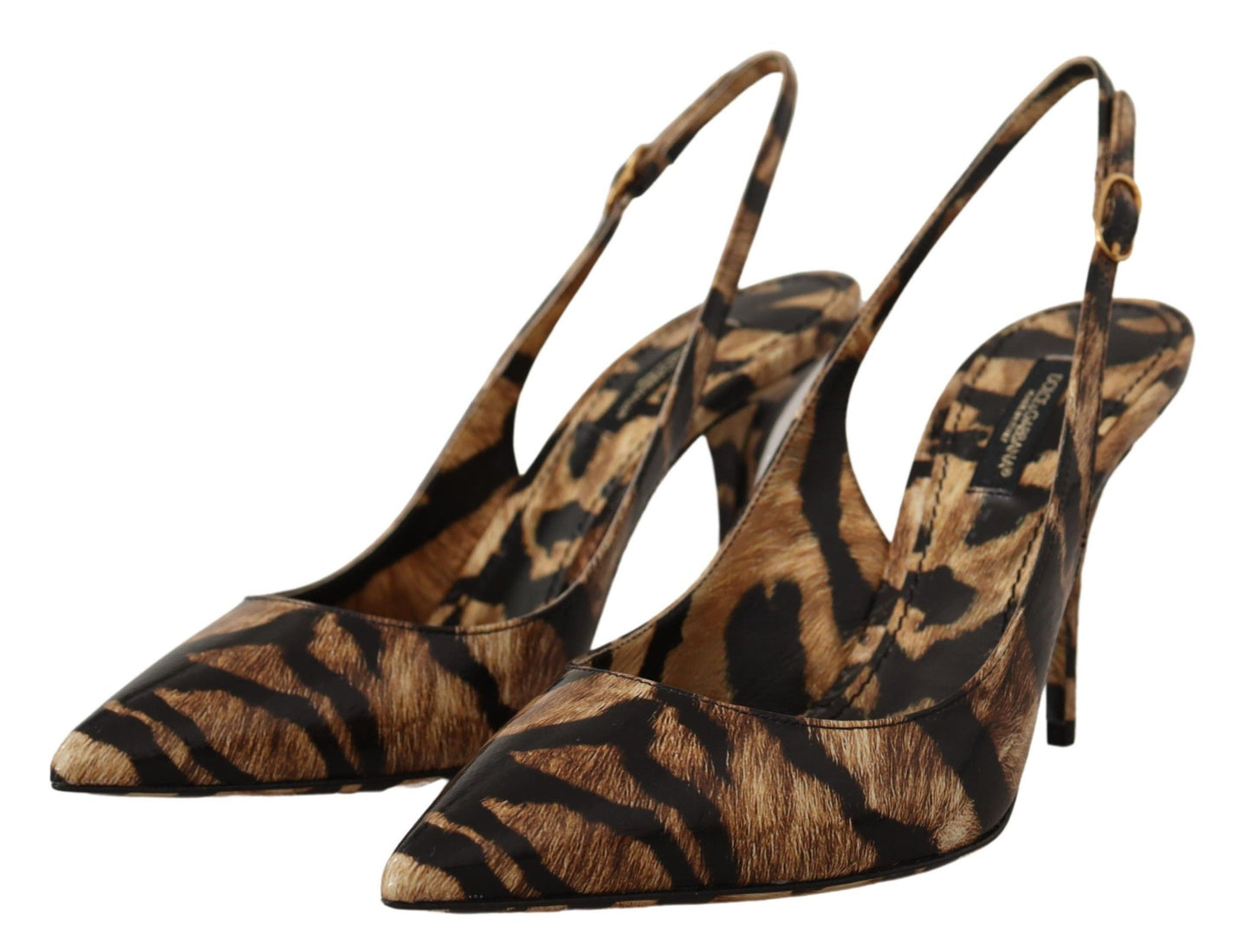 Pumps mit Slingback-Absatz und Tigermuster