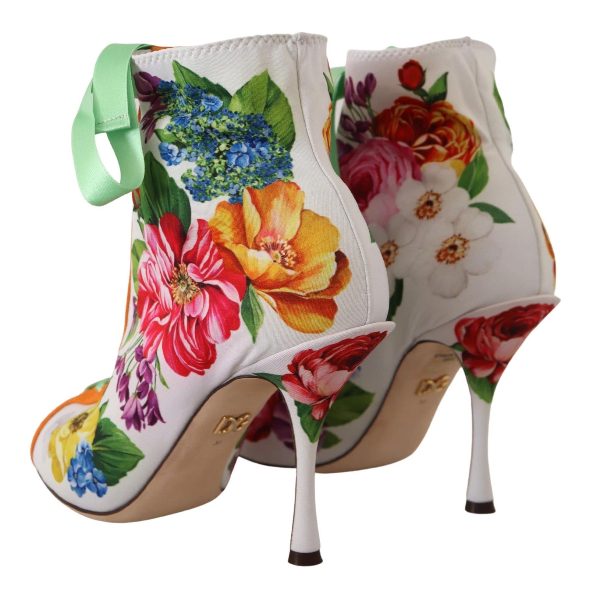 Jersey-Pumps mit Blumenmuster und offener Spitze