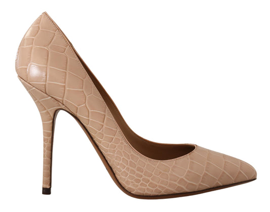 Elegante Beige Nude Leder Pumps