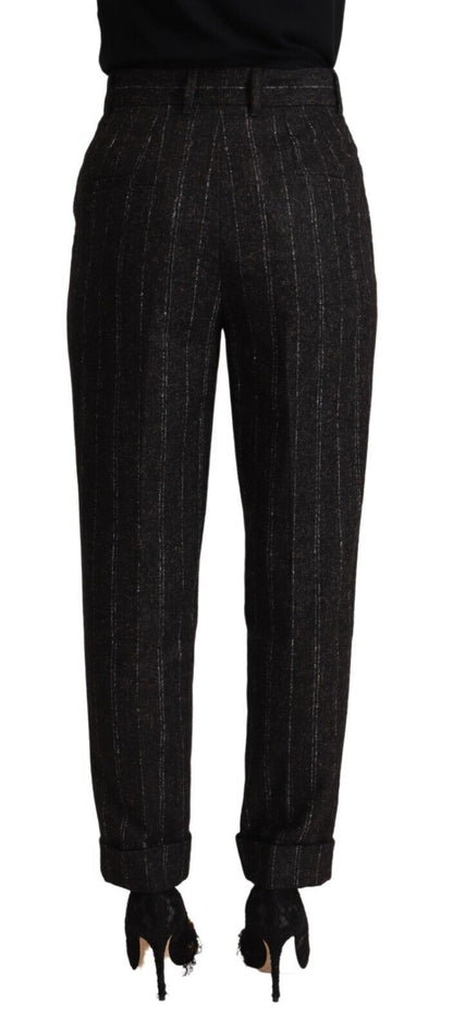 Elegant High-Waisted Striped Tapered Pants