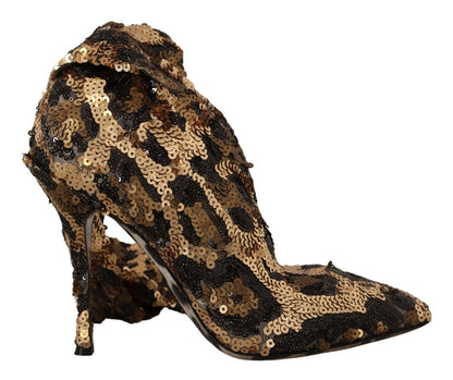 Elegante kniehohe Stiefel mit Leoparden-Pailletten