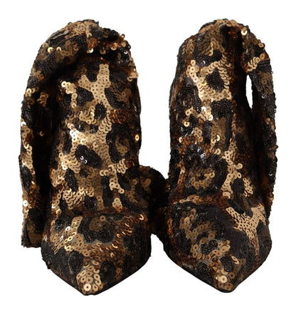 Elegante kniehohe Stiefel mit Leoparden-Pailletten