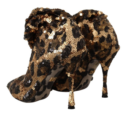 Elegante kniehohe Stiefel mit Leoparden-Pailletten