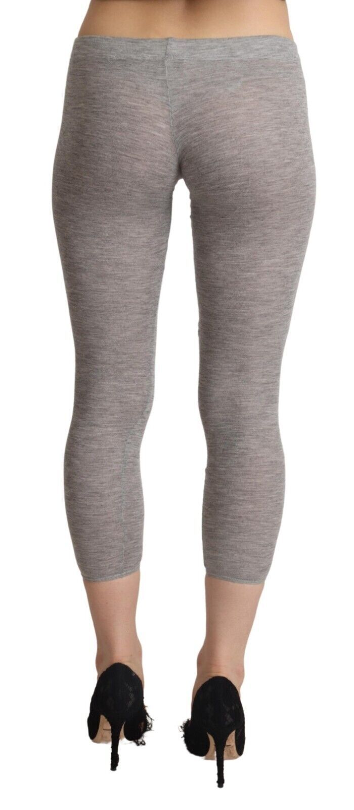 Schicke, graue, verkürzte Slim-Fit-Leggings