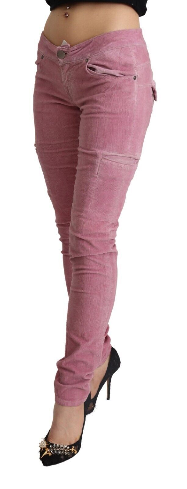 Schicke, rosa Skinny Jeans mit niedriger Taille