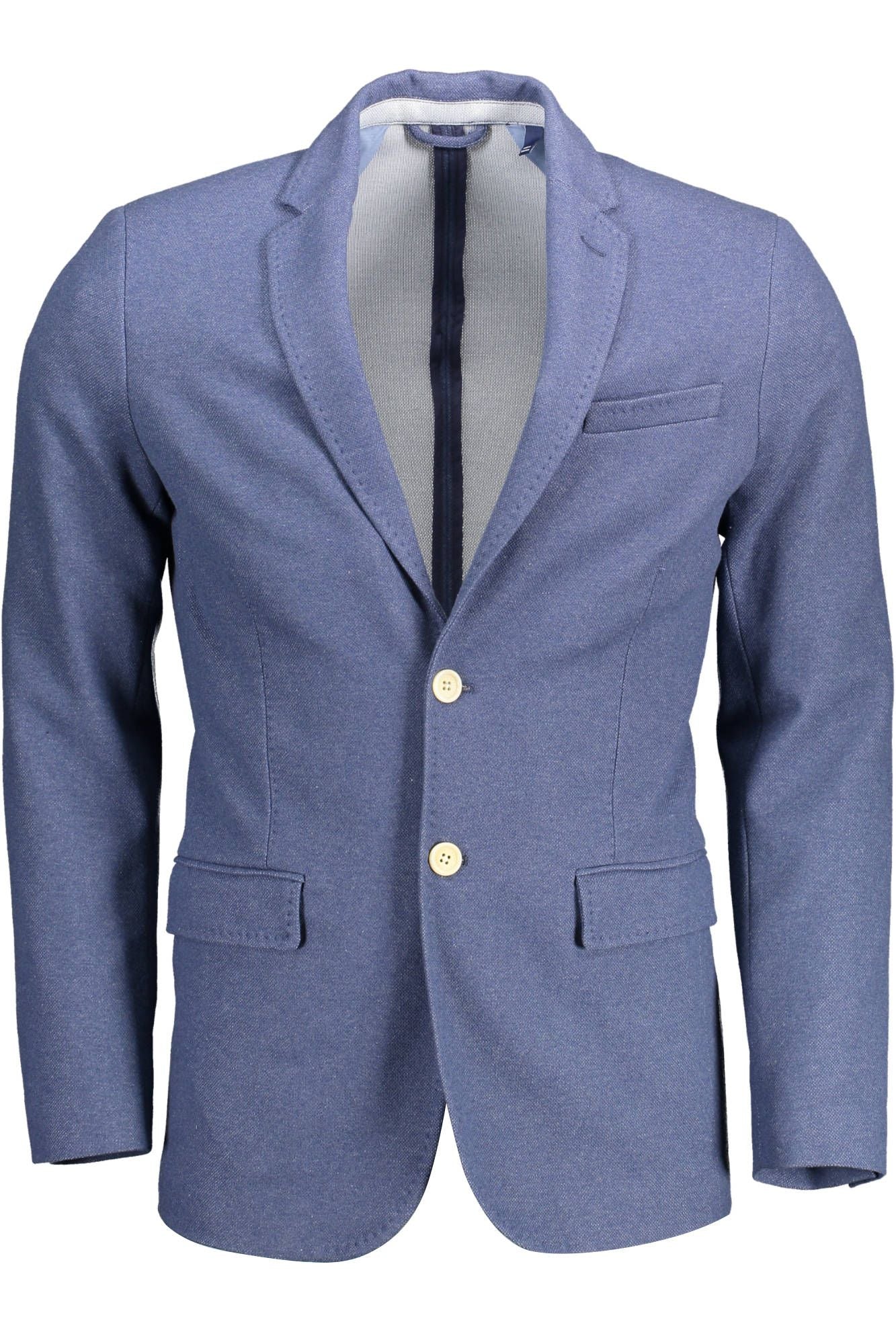 Blue Polyester Men Jacket