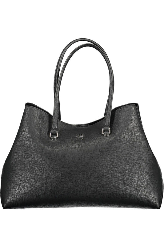 Black Polyester Women Handbag