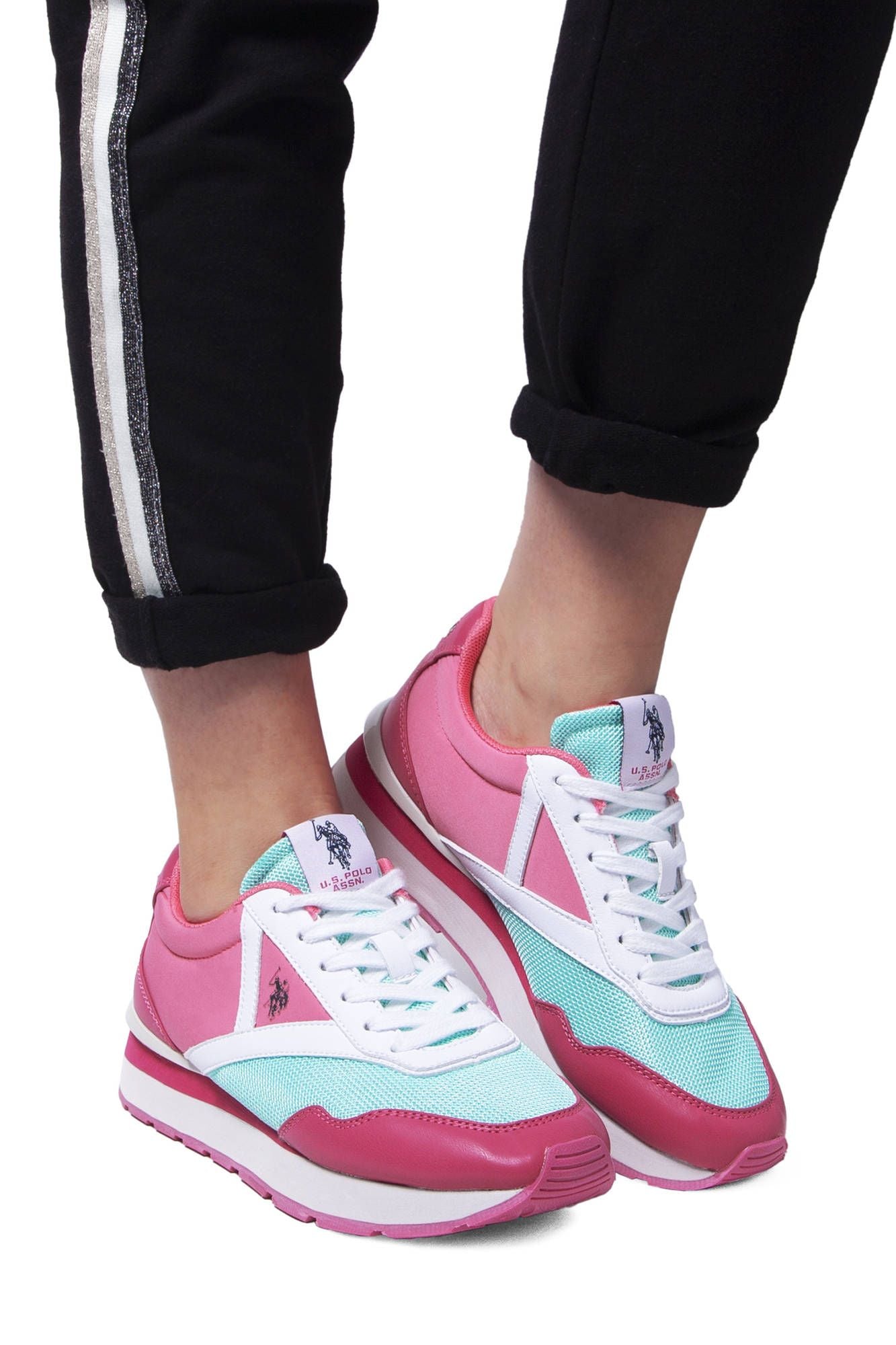 Rosafarbener Sneaker aus Polyester für Damen