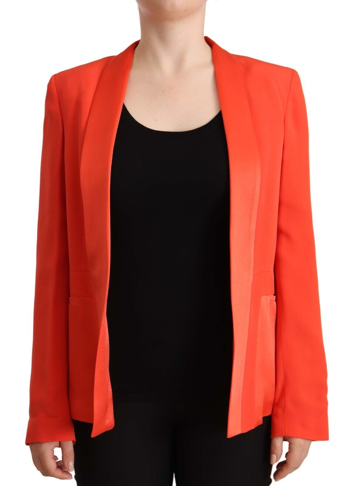 Elegante orangefarbene Manteljacke mit langen Ärmeln