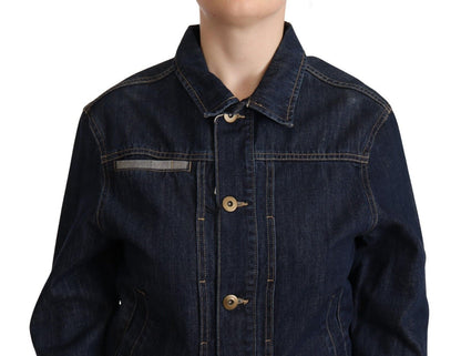 Elegante dunkelblaue Jeansjacke