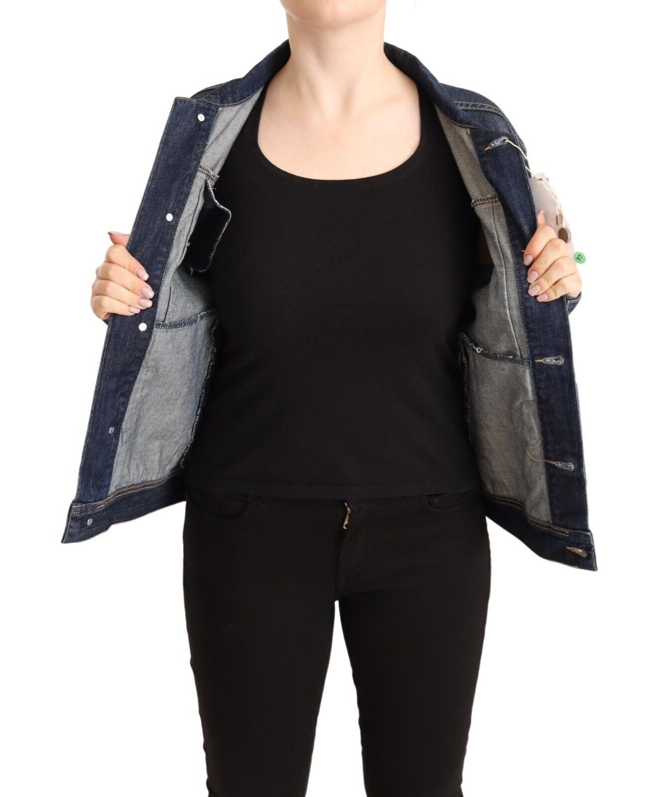 Elegante dunkelblaue Jeansjacke