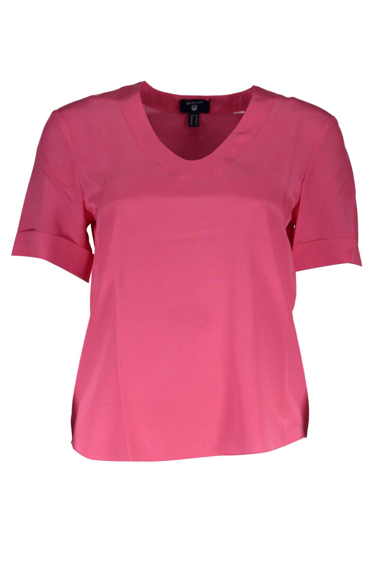 Rosa Seiden-T-Shirt für Damen