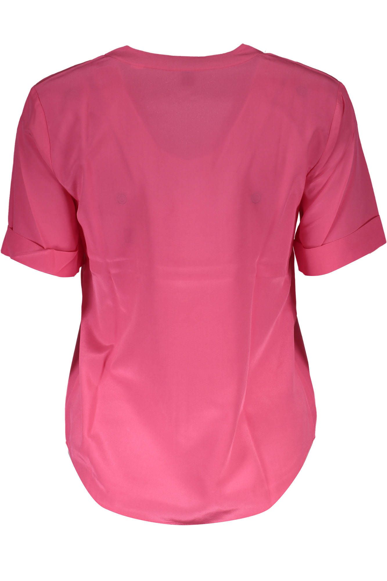 Rosa Seiden-T-Shirt für Damen