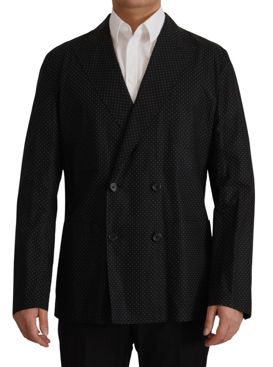 Schmaler, zweireihiger Blazer mit Polka Dot-Muster