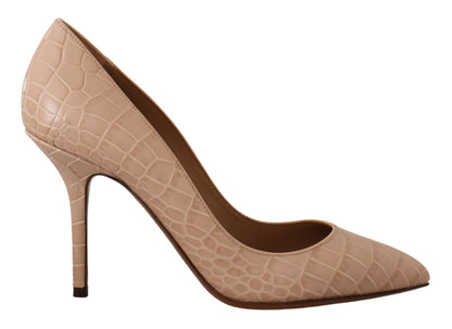 Elegante Nude Leder Pumps mit Kitten Heels