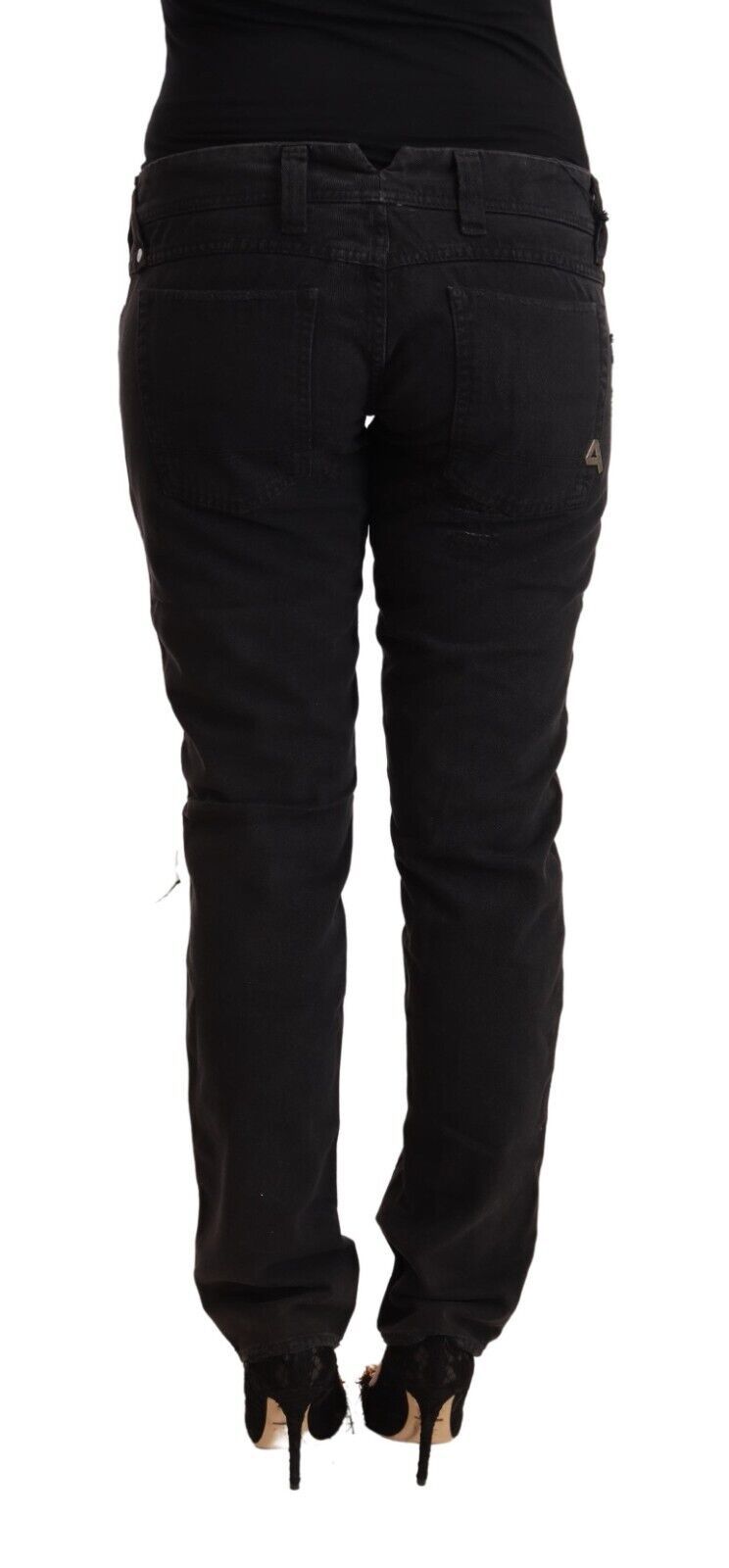 Schicke Low Waist Slim Fit Jeans in Schwarz