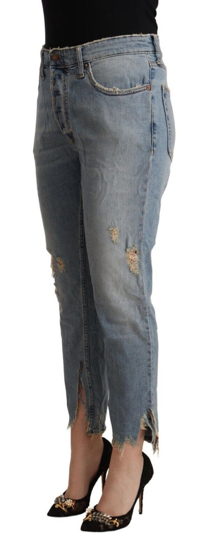 Schicker Distressed-Crop-Denim mit mittlerer Taille