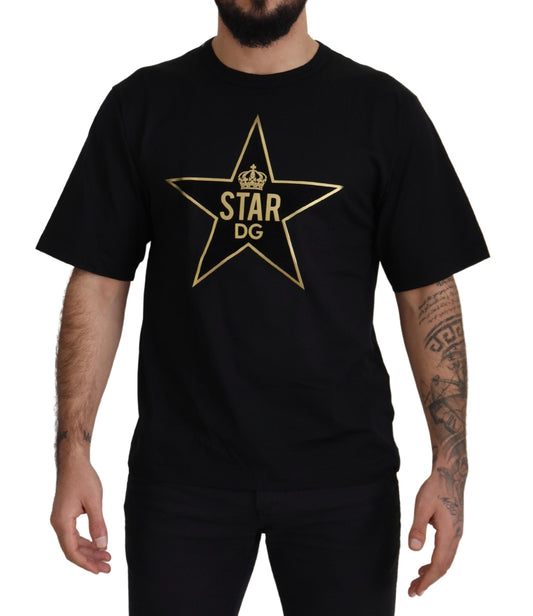 T-Shirt mit Rundhalsausschnitt und goldenem Stern und DG-Emblem