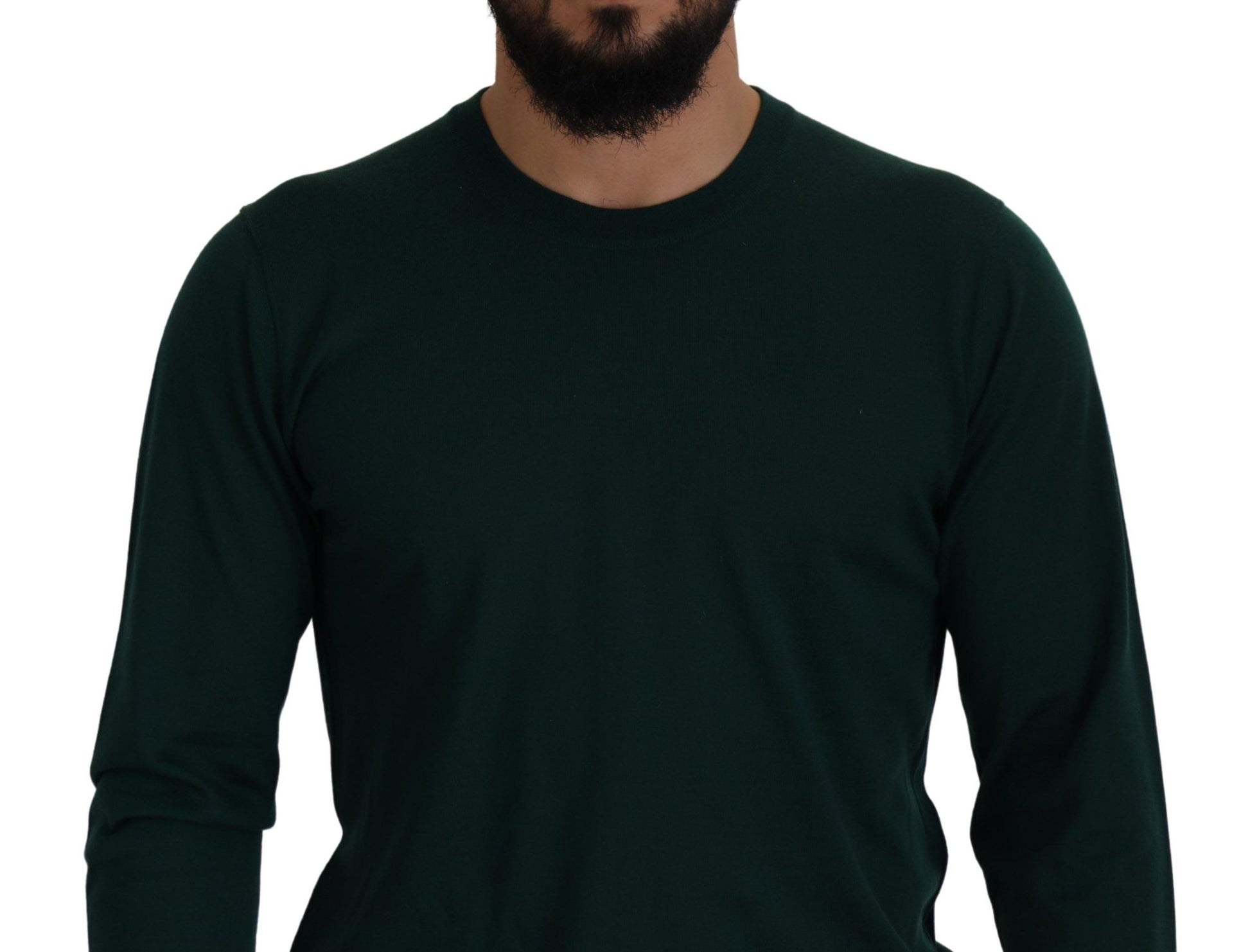 Elegant Green Crewneck Cashmere Sweater