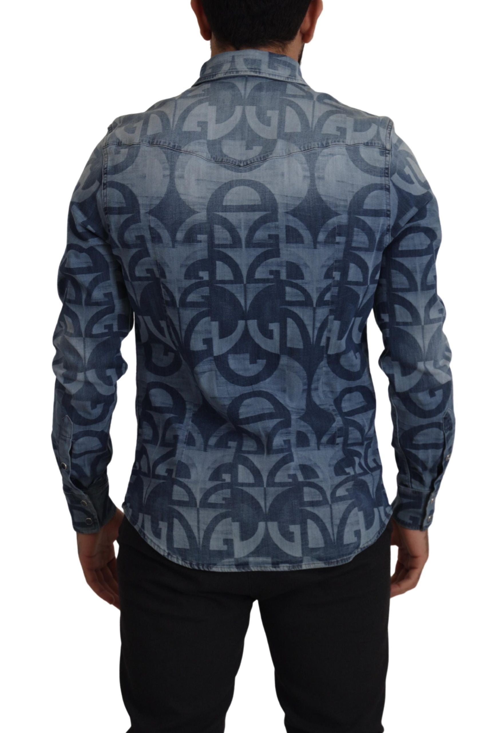 Elegantes Slim Fit Casual Blaues Herrenhemd