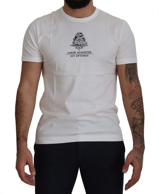 Schickes weißes Baumwoll-T-Shirt mit Logo-Print