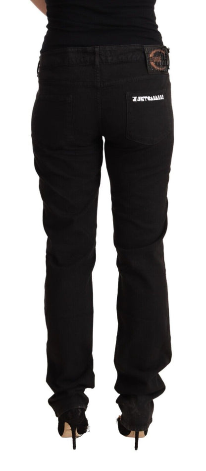 Schicke schwarze Slim Fit-Jeans mit mittelhohem Bund