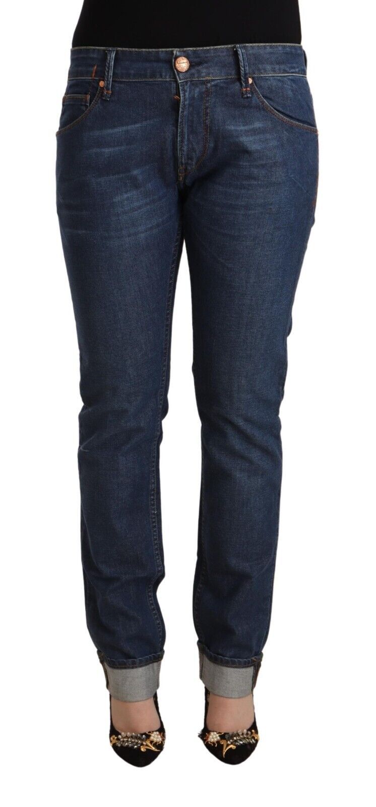 Eleganter Skinny-Jeansstoff mit mittlerer Taille