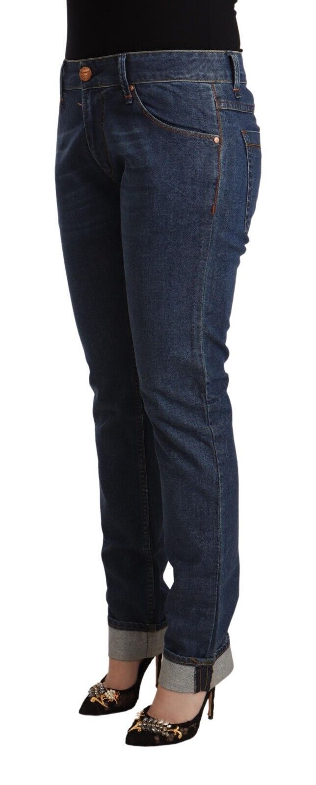 Eleganter Skinny-Jeansstoff mit mittlerer Taille