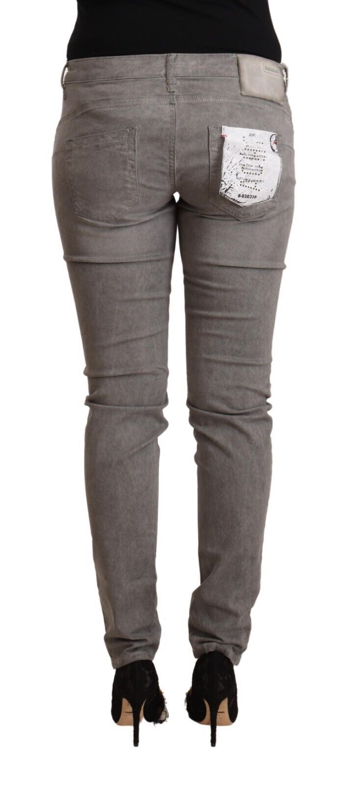 Schicke graue Skinny-Jeans aus Baumwolle mit niedriger Taille