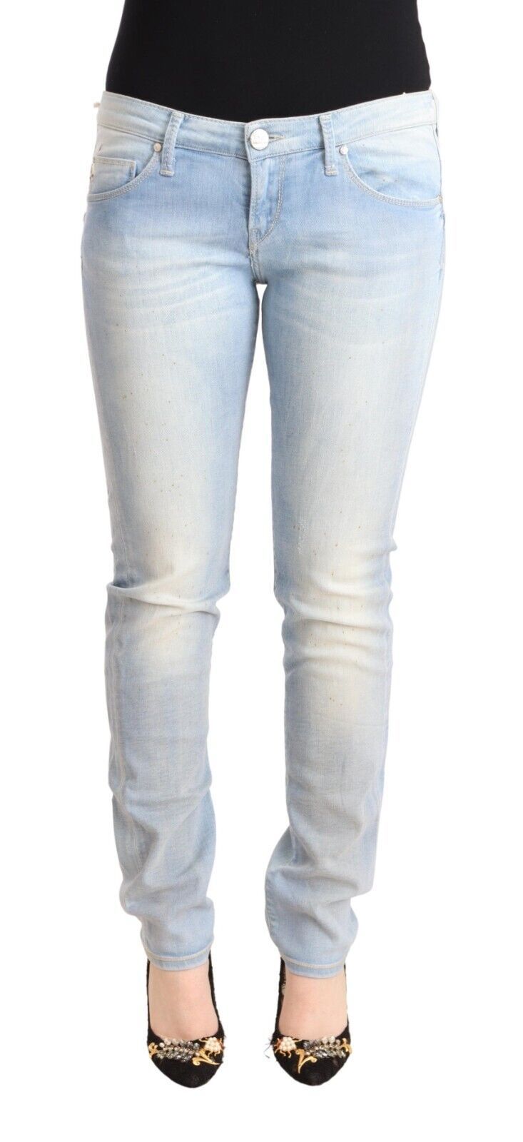 Schicker Skinny-Jeansstoff mit niedriger Taille in Hellblau