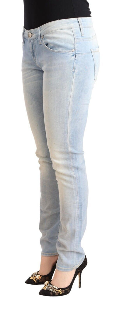 Schicker Skinny-Jeansstoff mit niedriger Taille in Hellblau