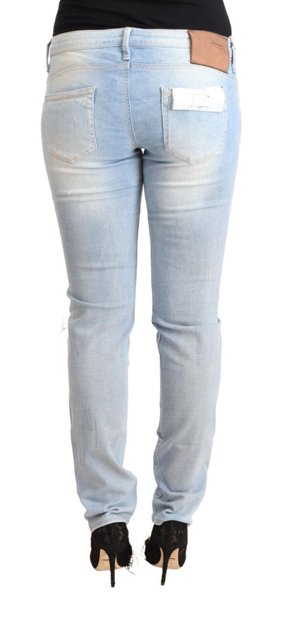 Schicker Skinny-Jeansstoff mit niedriger Taille in Hellblau