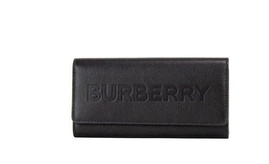 Porter – Schwarze Clutch mit Überschlag aus genarbtem Leder mit geprägtem Markenlogo