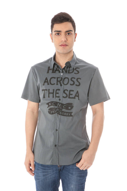 Gray Cotton Men Shirt