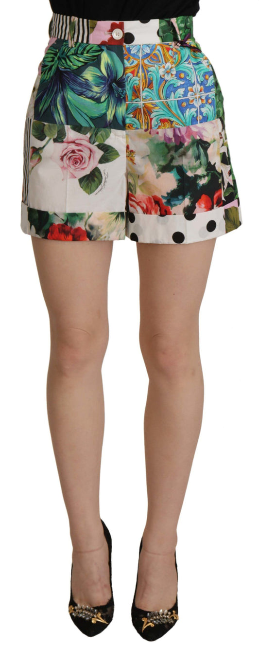 Hotpants mit Blumenmuster und hoher Taille