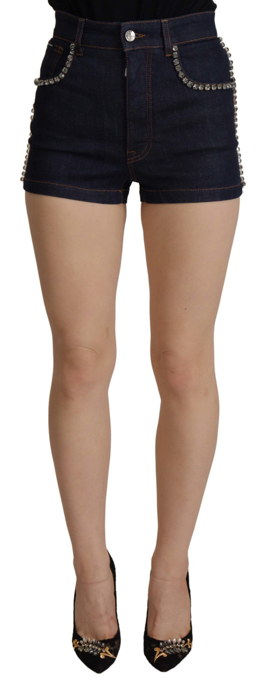 Schicke Hotpants-Shorts mit hoher Taille und Kristalldetails