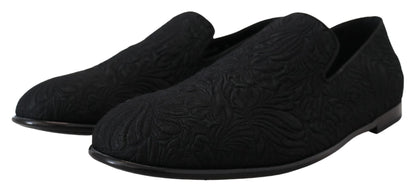 Elegante schwarze Jacquard-Loafer zum Hineinschlüpfen