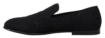 Elegante schwarze Jacquard-Loafer zum Hineinschlüpfen