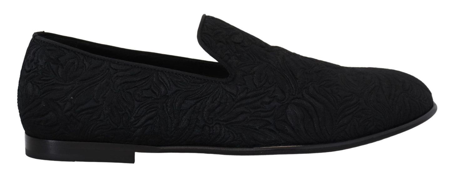 Elegante schwarze Jacquard-Loafer zum Hineinschlüpfen